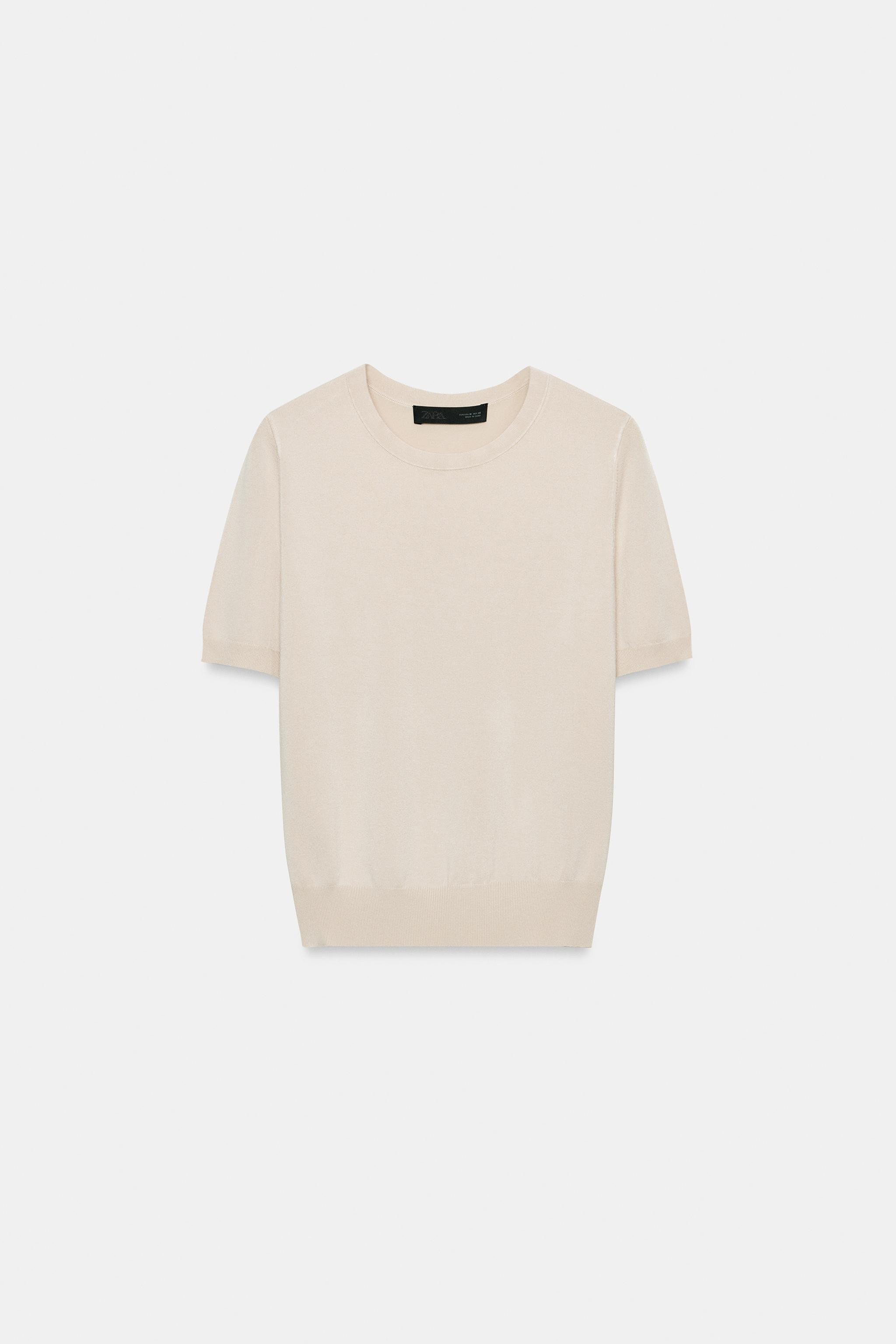 BASIC PLAIN KNIT SHORT SLEEVE TOP | Zara UK