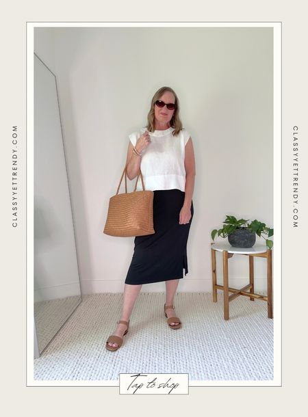 Madewell 25% off Memorial Day Weekend Sale!  Use code LONGWEEKEND at checkout.

White linen top
Ankle strap sandals
Woven leather totee