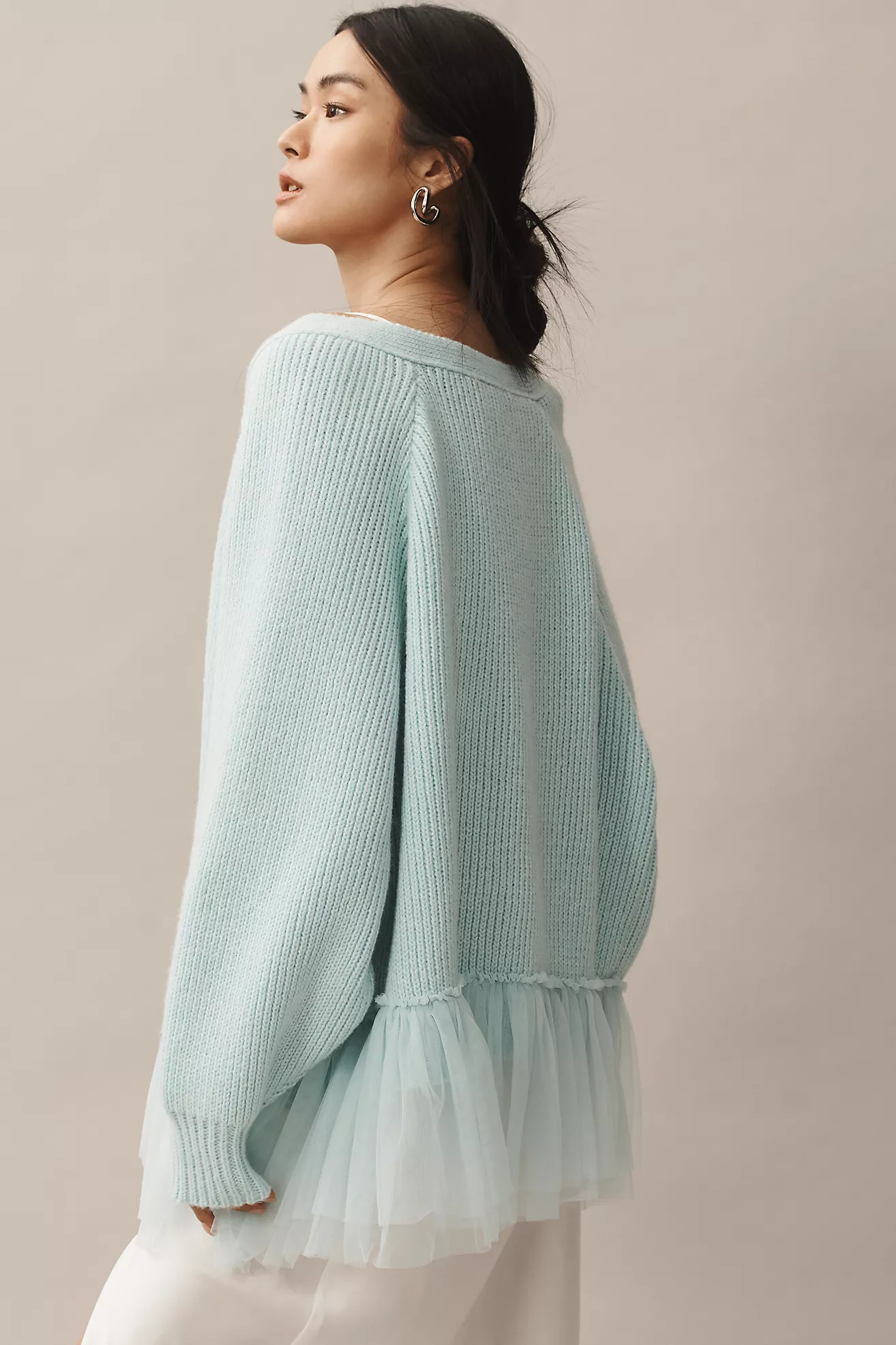 Sunday in Brooklyn Tulle Ruffle Cardigan Sweater | Anthropologie (US)