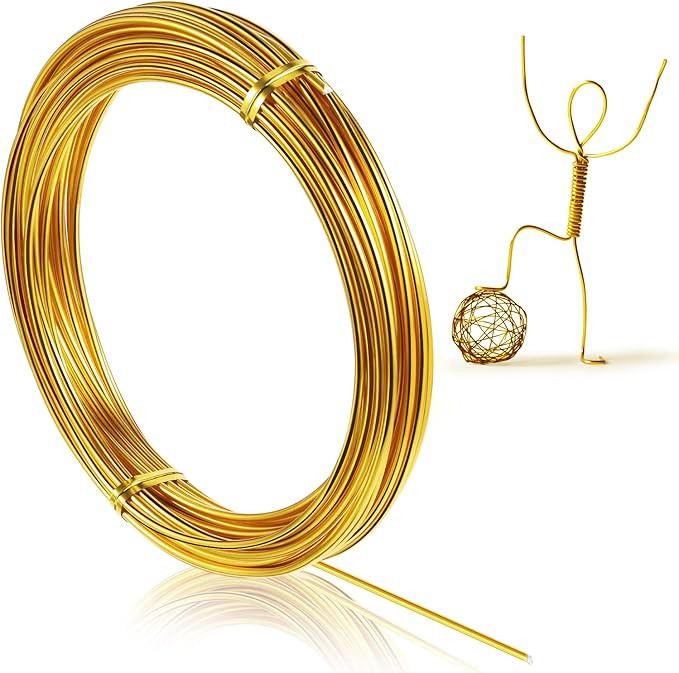 32.8 Feet Aluminum Wire, Bendable Metal Craft Wire for Making Dolls Skeleton DIY Crafts (Gold, 1.... | Amazon (US)