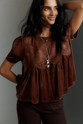 En Elly Velvet Scallop Top | Anthropologie (US)