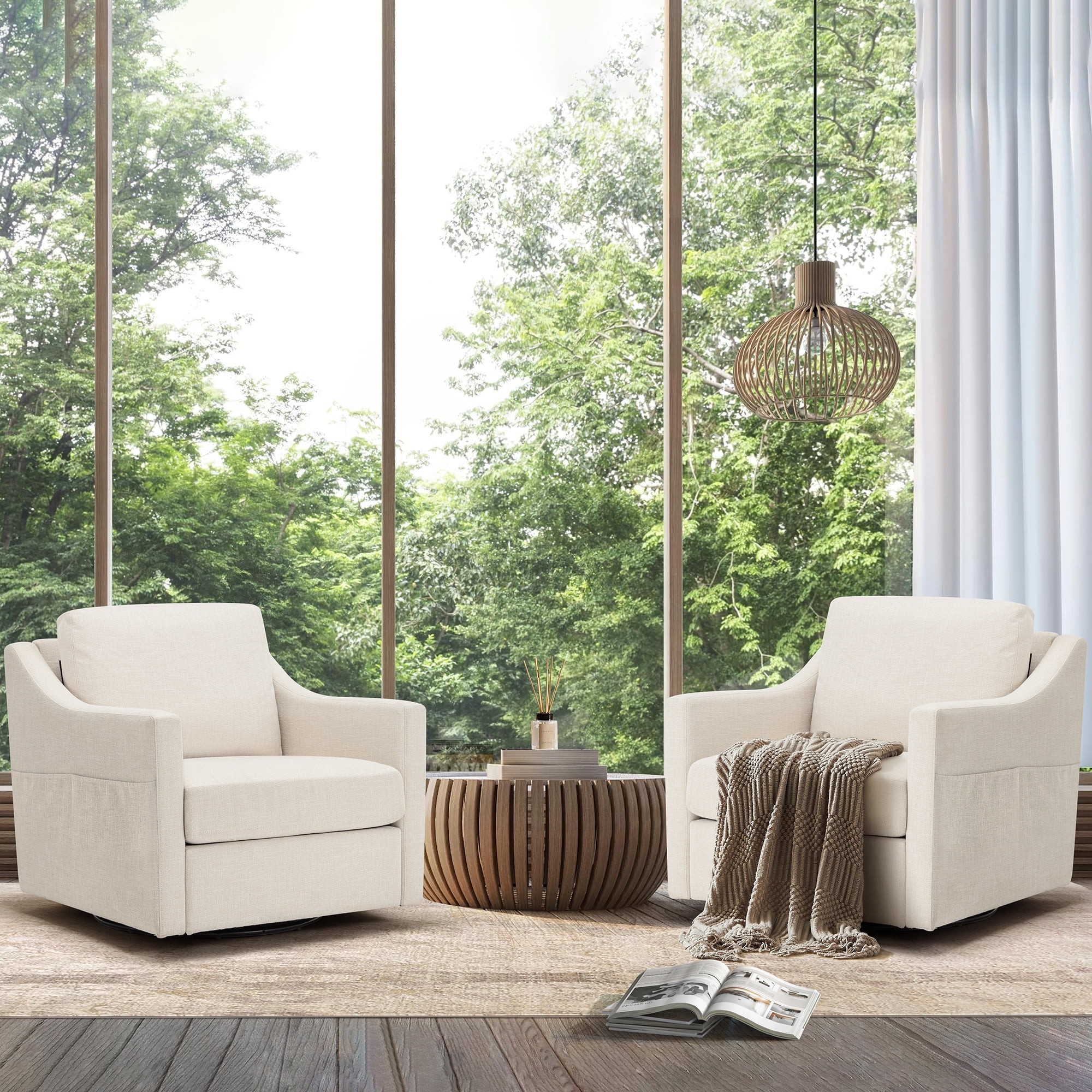 Homrest Swivel Accent Chair Set of 2 (Beige) | Walmart (US)