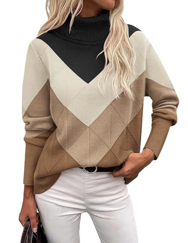 Zeagoo Women's Turtleneck Sweater Fall Winter 2025 Long Sleeve Chunky Knitted Trendy Pullover Tops | Amazon (US)