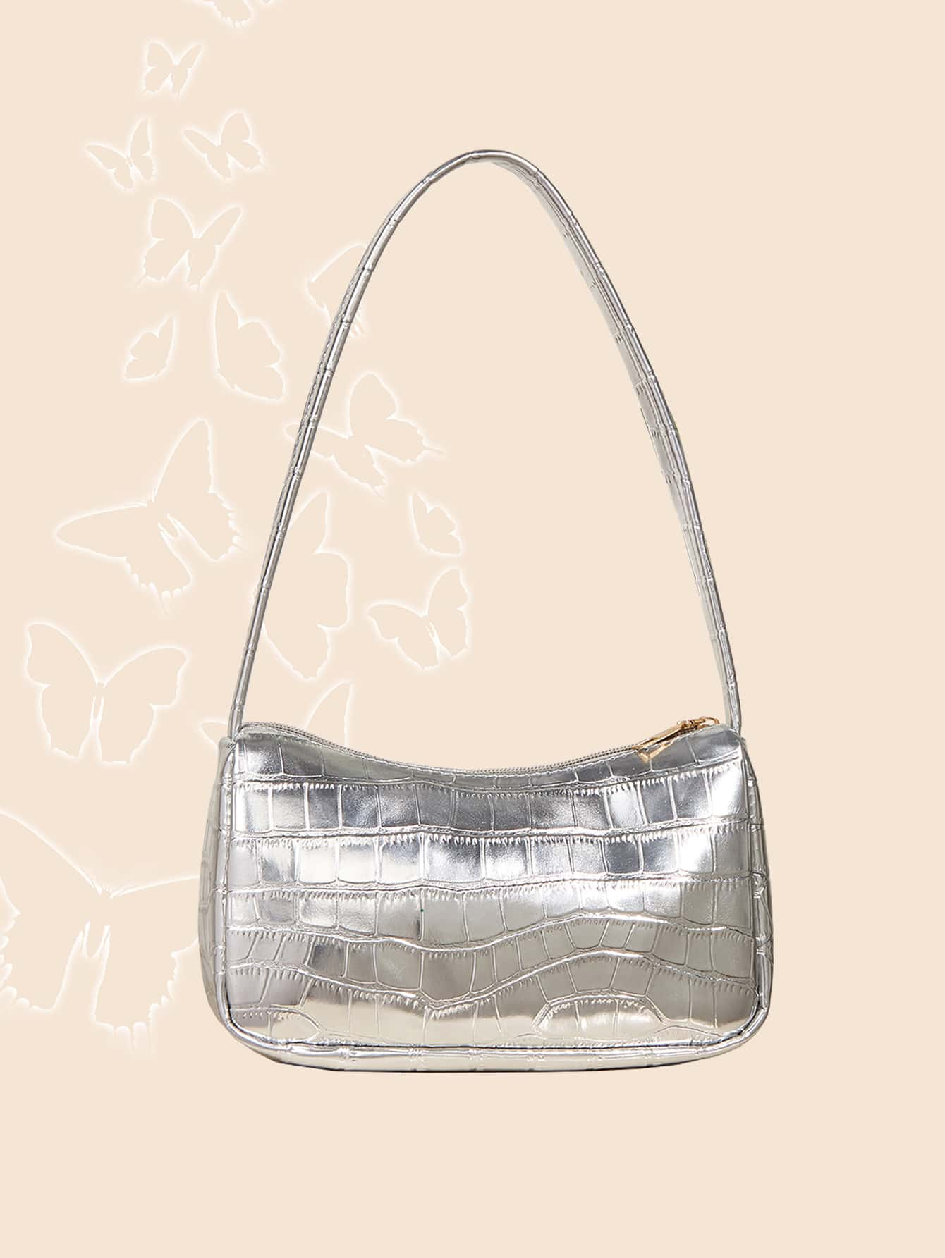 Mini Metallic Crocodile Embossed Bag | SHEIN