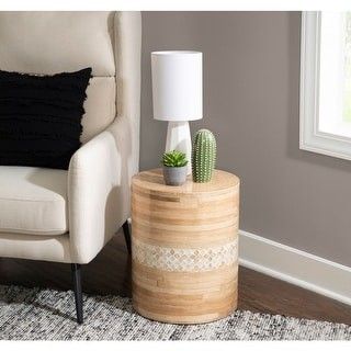 Prosser Bamboo Drum Accent Table | Bed Bath & Beyond