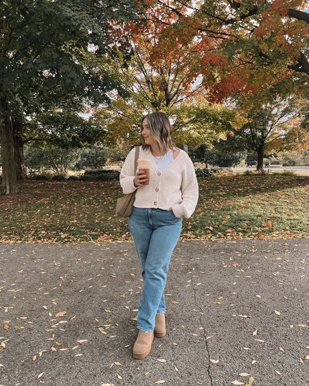 Midsize fall outfit - button cardigan, Abercrombie 90s straight leg jeans, Ugg inspired mini boots 

Fall fashion, fall outfits


#LTKmidsize #LTKSeasonal #LTKstyletip