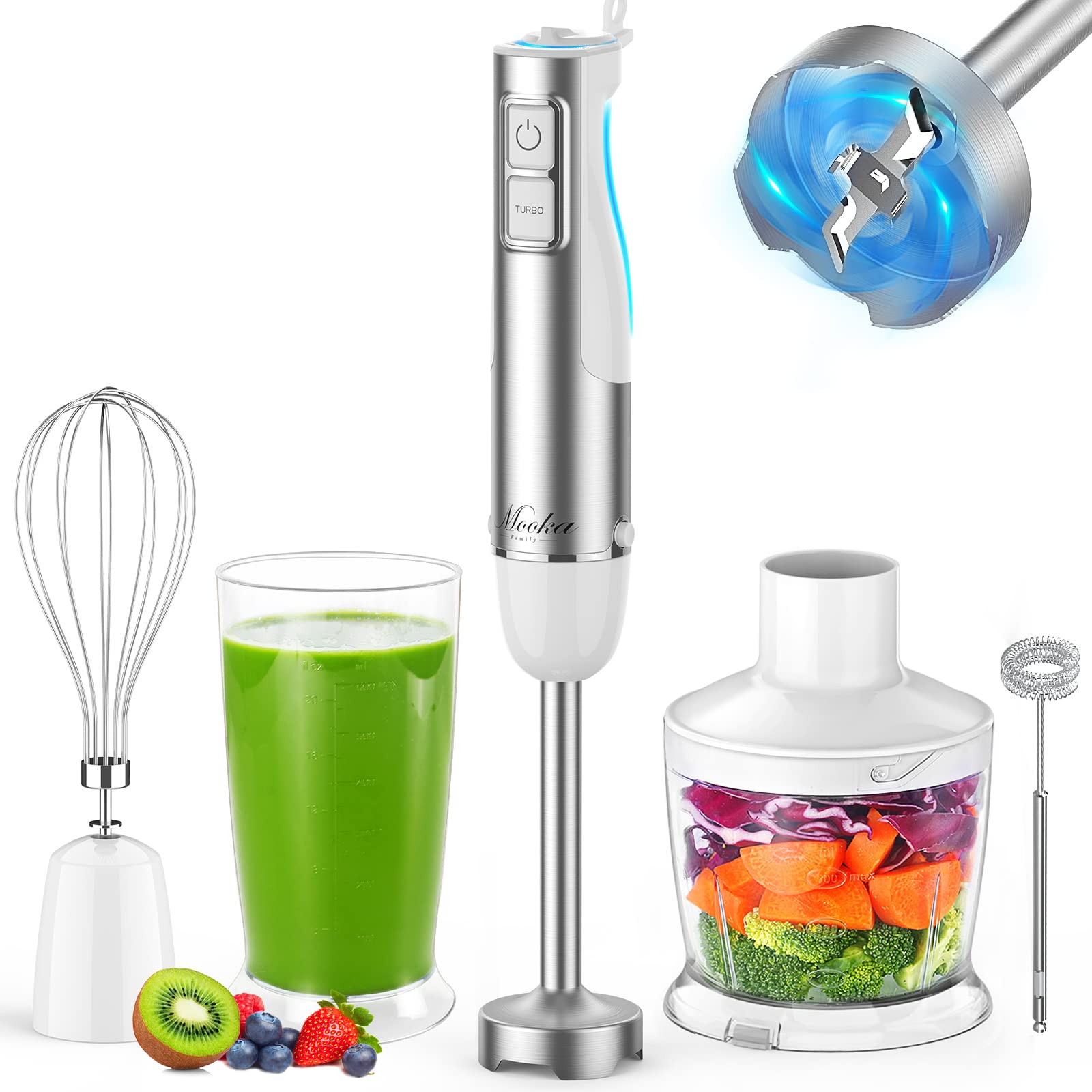 Hand Blender, 5 in 1 Multi-Purpose Immersion Blender set, 1100 watts 12 Adjustable Speed Stick Bl... | Amazon (US)