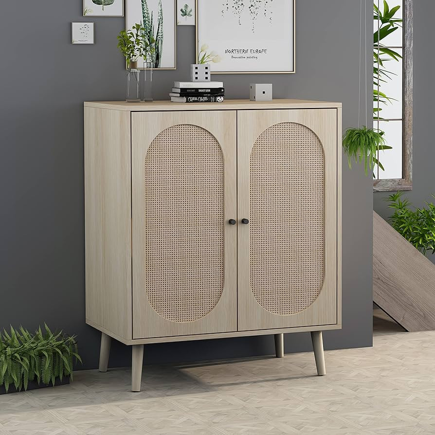 ORRD Sideboard Buffet Cabinet, High Kitchen Storage Cabinet with Rattan Doors and Adjustable Shel... | Amazon (US)