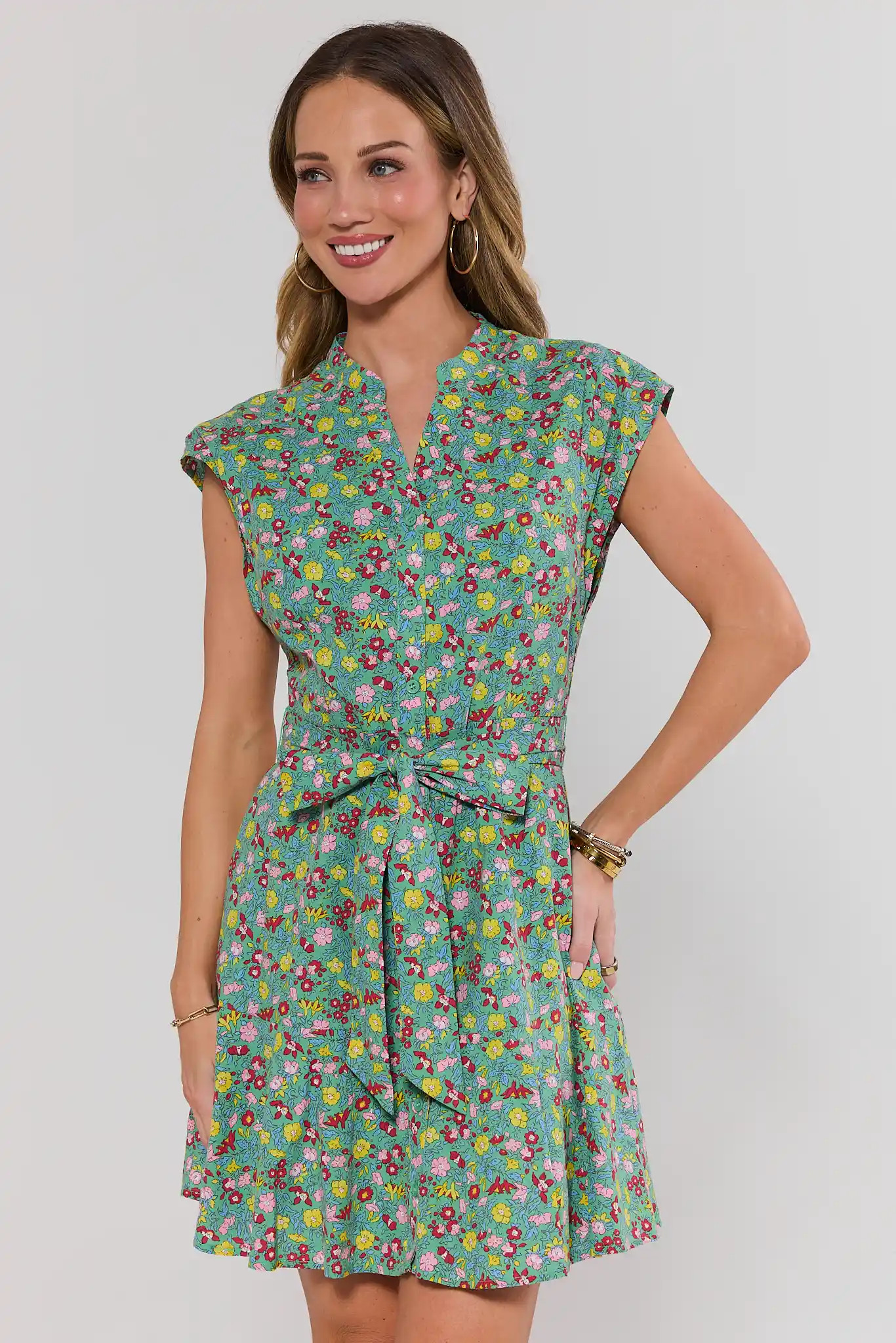Erica Green Floral Short Dress | Avara