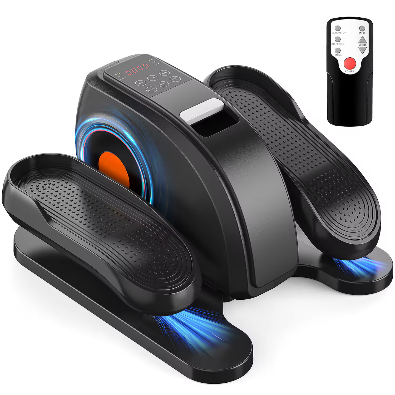 Aukfa - Compact Under-Desk Elliptical - Quiet, Portable Pedal Exerciser with Adjustable Speed & LED Display for Home - Black | Best Buy U.S.