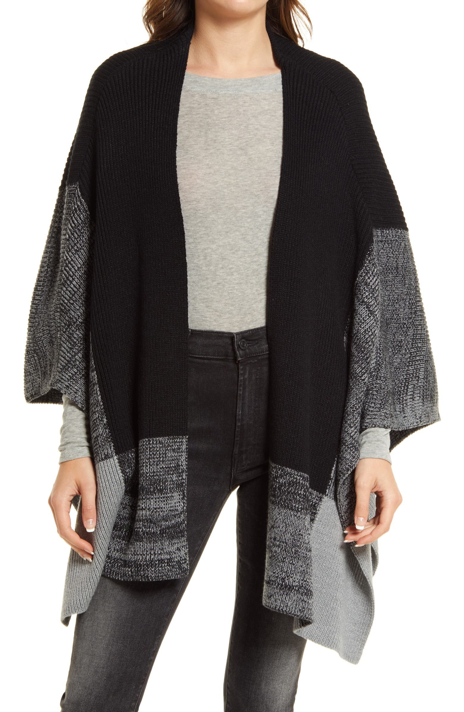 Colorblock Rib Ruana | Nordstrom