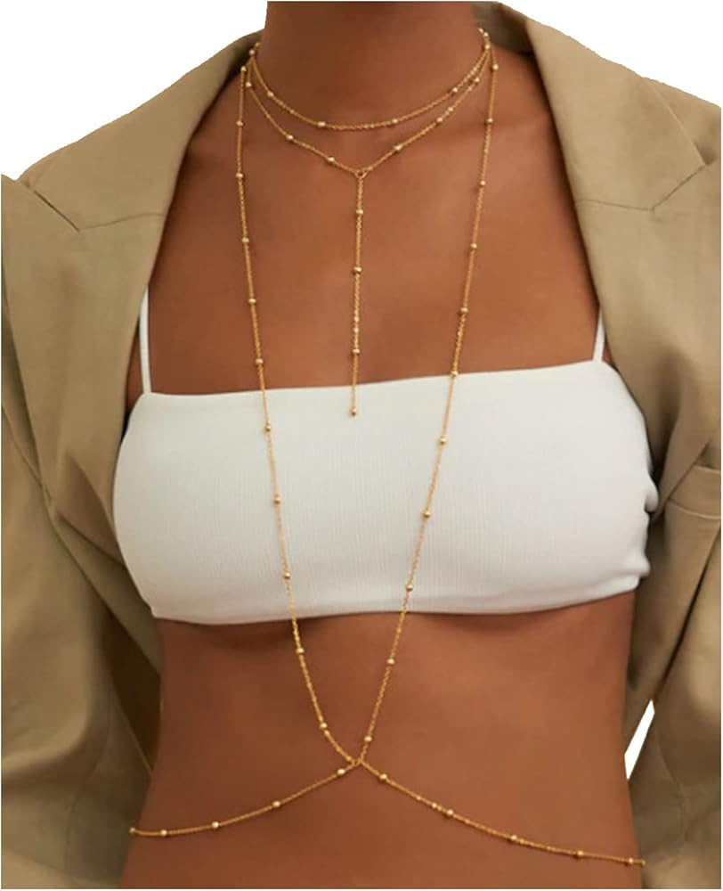 Charm Golden Body Chain Belly Chain Waist Chains for Women Sexy Body Jewelry | Amazon (US)