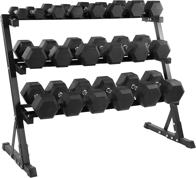 Fitvids Rubber Coated Hex Dumbbell Set with Storage Rack, 100/150/200/550 LB Hand Weight Set with... | Amazon (US)