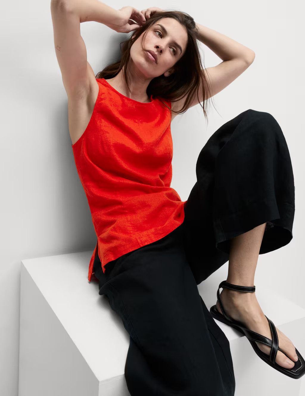 Linen Rich Longline Sleeveless Top | Marks & Spencer (UK)