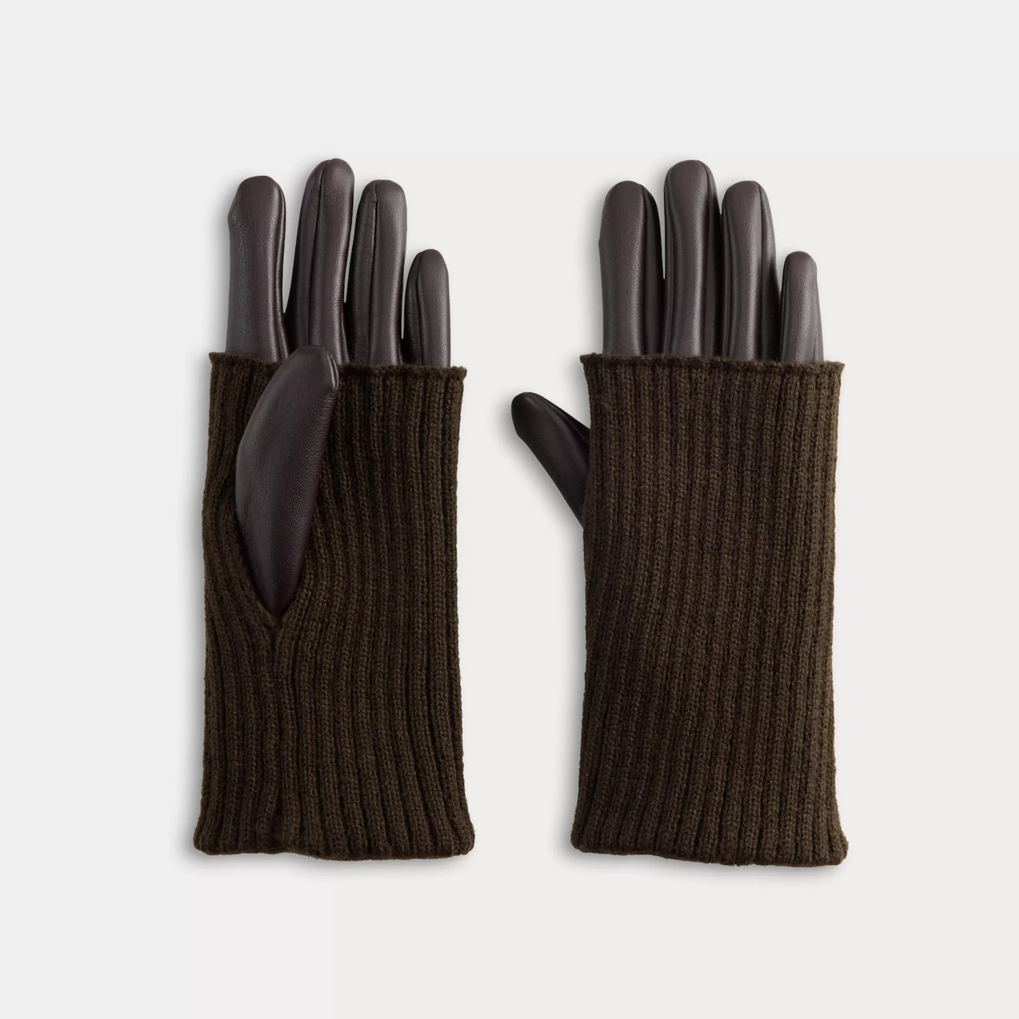 Women's Sonoma Goods For Life® Ribbed Knit Cuff Faux Leather Fingertip Gloves | Kohl's