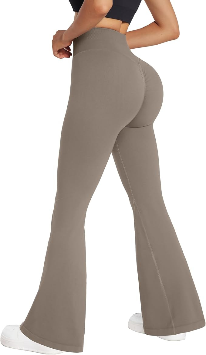 RXRXCOCO Seamless Scrunch Butt Lifting Flare Leggings for Women High Waisted Bootcut Yoga Pants B... | Amazon (US)
