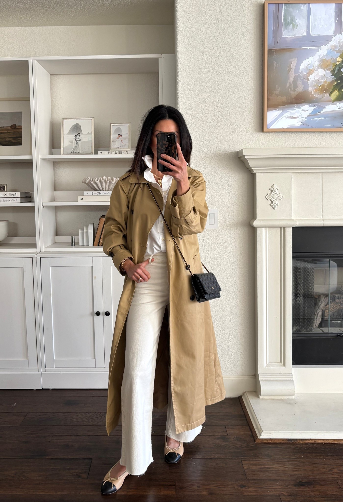 Perfect trench coat weather  🧥
• Off-white culottes. Wearing my regular size 2. Very flattering with the high waist and rew hem. 
• Crisp white poplin button down shirt by Polo Ralph Lauren. Wearing my true size.
• timeless trench coat for fall into spring. Run’s oversized  
• gold heart pendant necklace. Love this! Such a fun piece to layer with too. 
• Chanel cap toe ballet flats.
• Chanel wallet on a chain.

Favorite Daughter tench coat 
Fall trench coat
Chic spring outfit 
Fashion over 40
Spring jeans 


#LTKSeasonal #LTKOver40