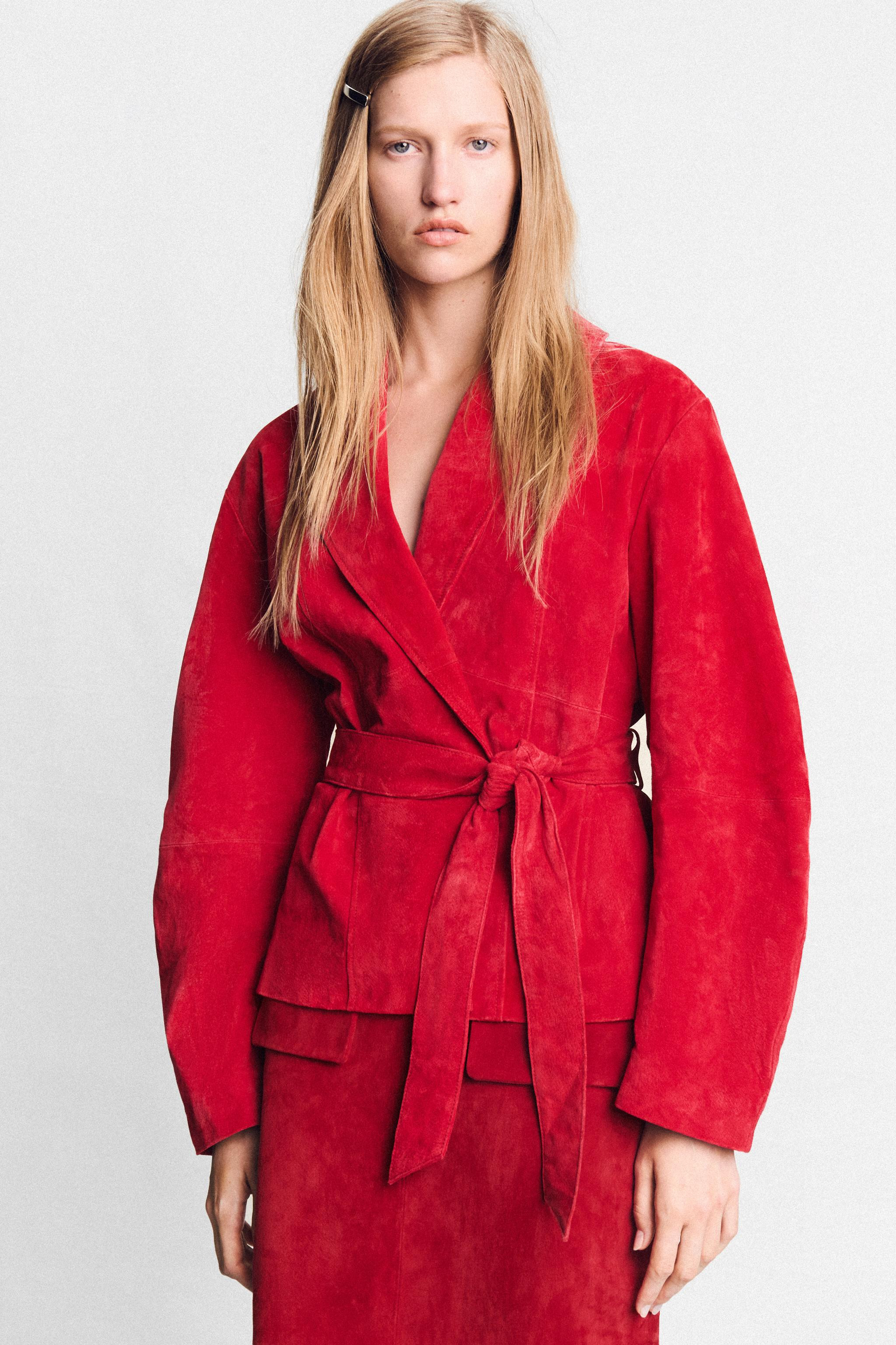 100% LEATHER BELTED JACKET | Zara US