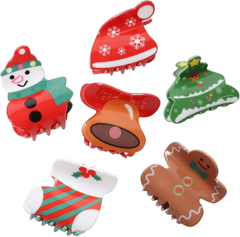 6PK Christmas Hair Accessories for Girls Cute Christmas Hair Claw Clips for Kids Christmas Tree S... | Amazon (US)