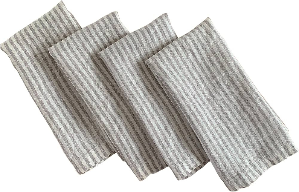 Linen Napkins – 100% French Flax – Stonewashed Pure Linen Cloth Napkins – Mitered Corners ... | Amazon (US)