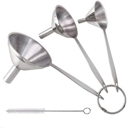 3 in 1 Metal Funnels for Filling Bottles Stainless Steel Small Kitchen Funnel Set for Transferring E | Amazon (US)