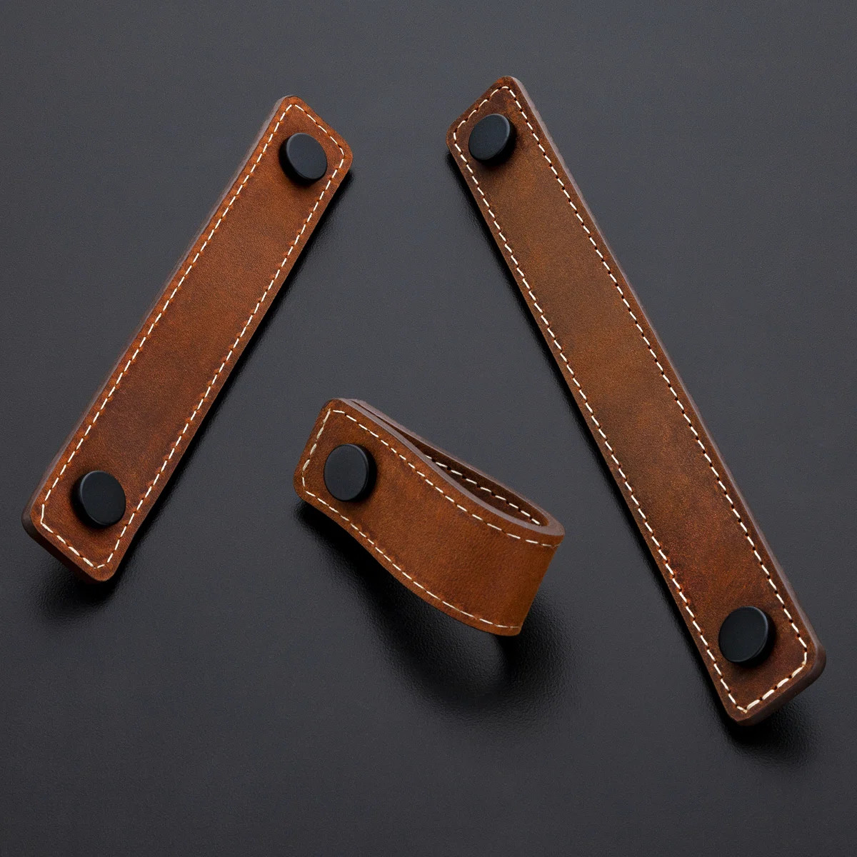 Saddle Leather 2" Matte Black Loop Pull | Wayfair North America