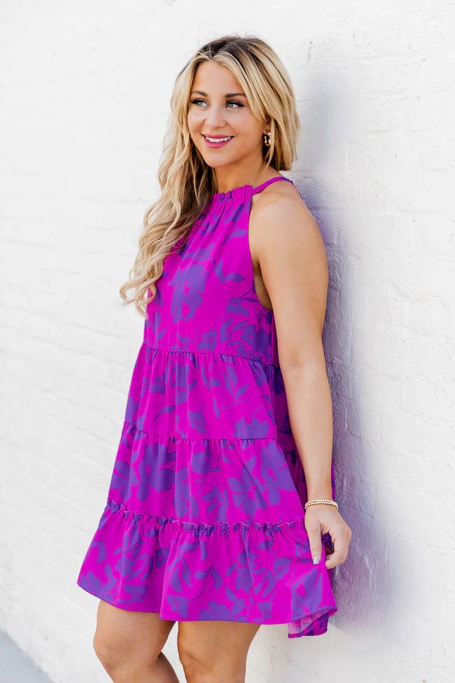 Figure You Out Purple Halter Tiered Babydoll Mini Dress | Pink Lily