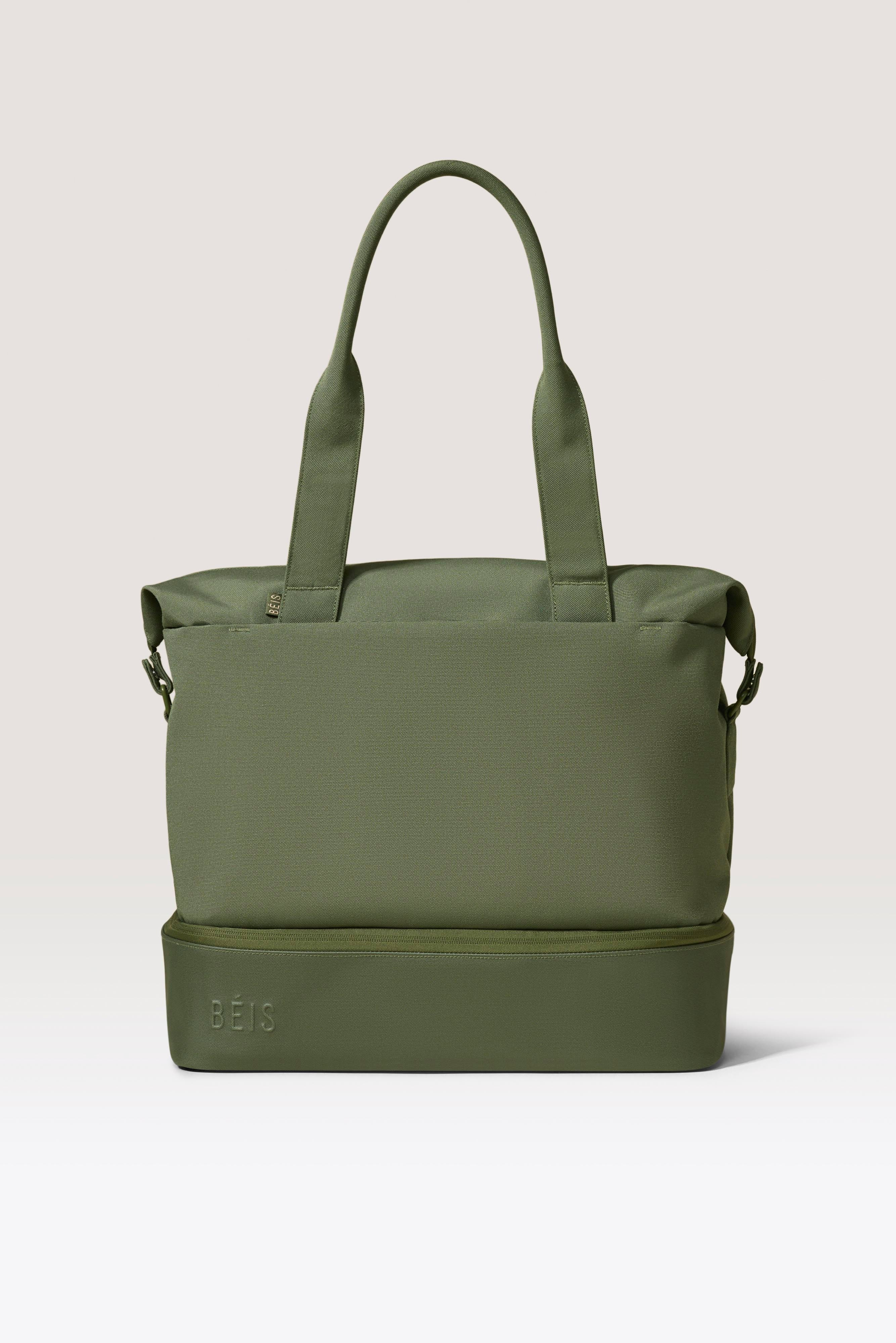 BÉIS 'The NEW Mini Weekender' in Olive - Small Olive Green Duffle & Weekend Bag | BEIS