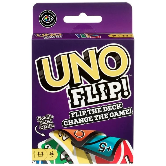 UNO Flip! Card Game for Kids, Adults & Family Night with Double-Sided Cards, Light & Dark | Walmart (US)