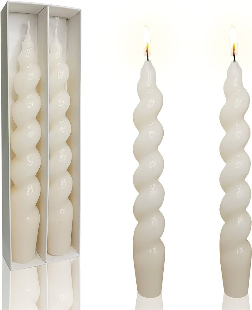 Gedengni Spiral Taper Dinner Candles Conical Stick Candles H 19 cm for Holiday Wedding Party,Beig... | Amazon (US)