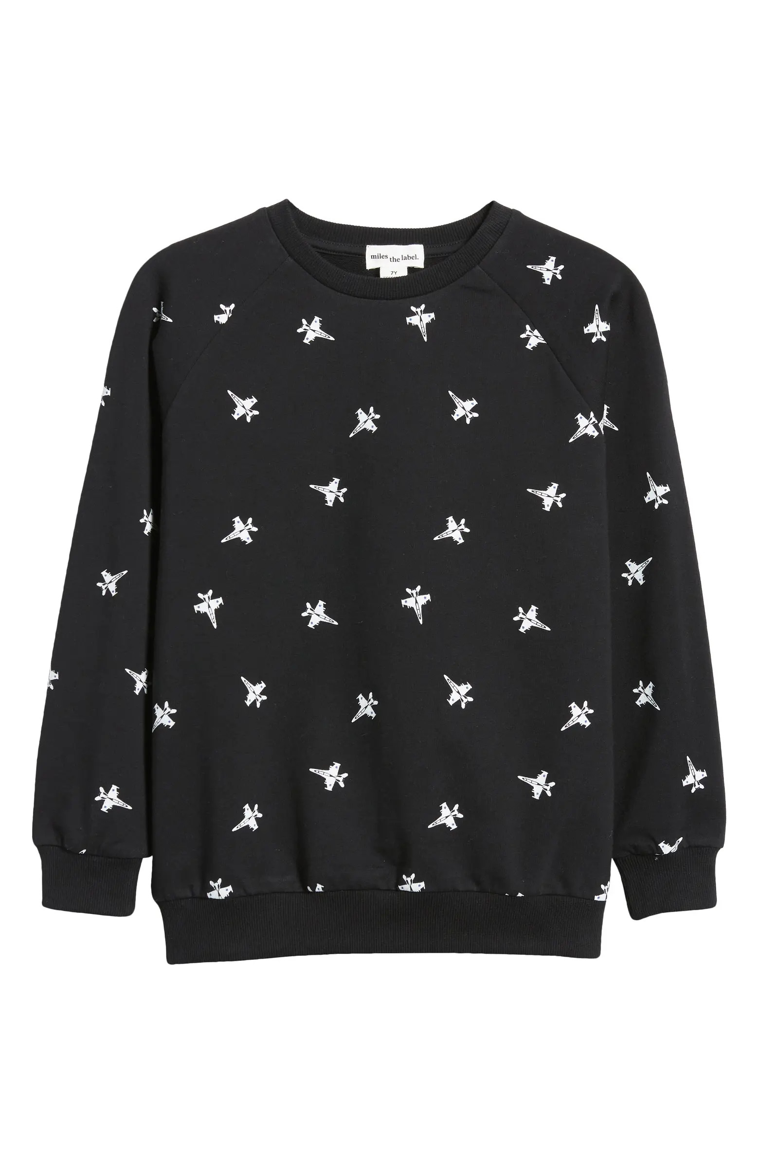 MILES THE LABEL Kids' Airplane Print Stretch Organic Cotton Sweatshirt | Nordstrom | Nordstrom