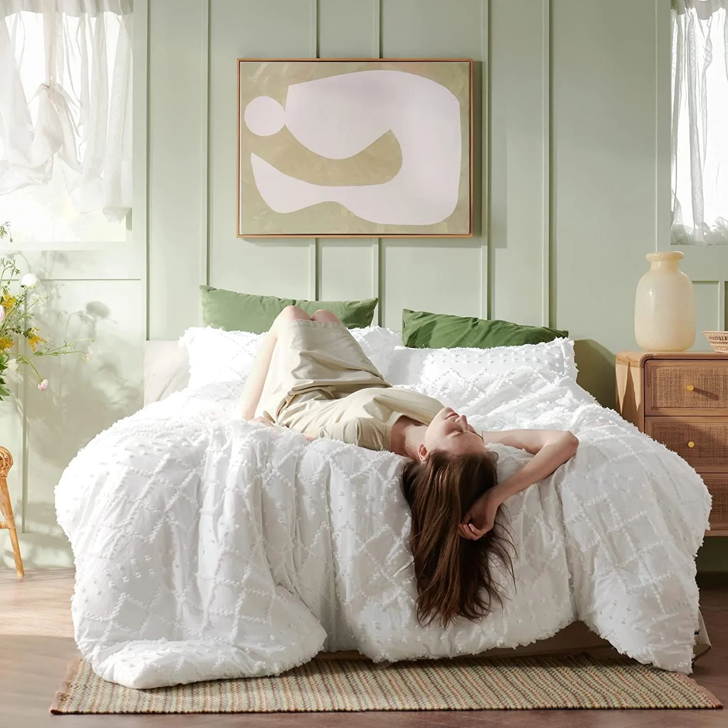 Bedsure Boho Embroidery Comforter Set | Bedsure