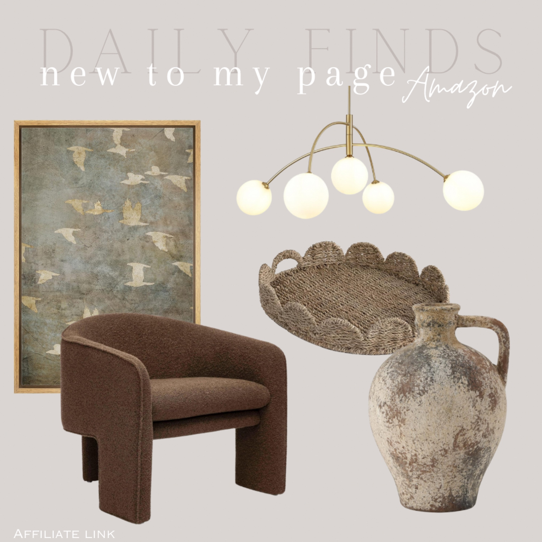 New to my Amazon page! 


scalloped tray, serving tray, gold lighting, accent chair, wall art, terracotta vase, organic modern decor, neutral decor 


#amazon #amazonhome 

#LTKHome #LTKSeasonal