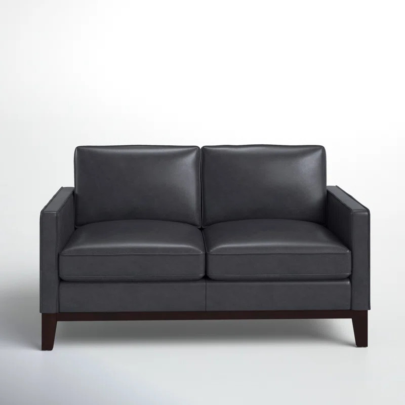 Cascades 59'' Genuine Leather Square Arm Loveseat | Wayfair North America