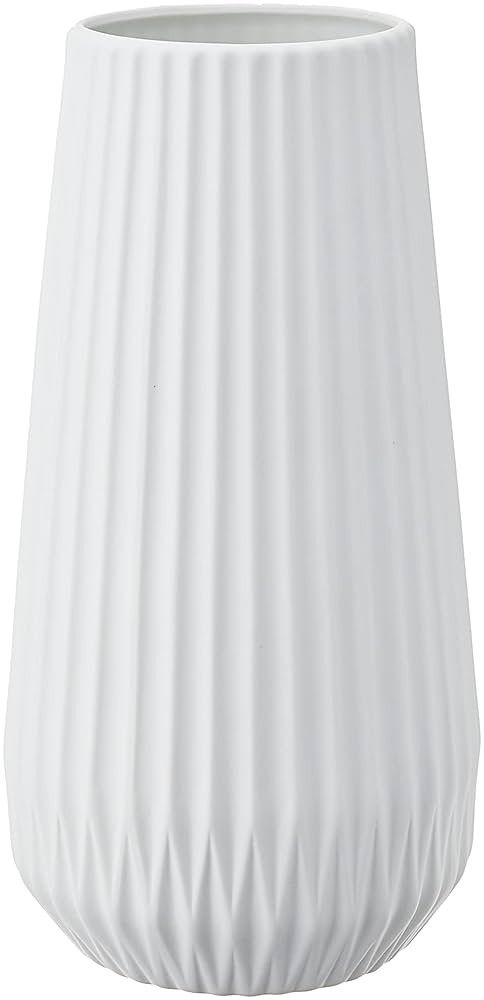 Bloomingville Tall White Ceramic Fluted Vase | Amazon (US)