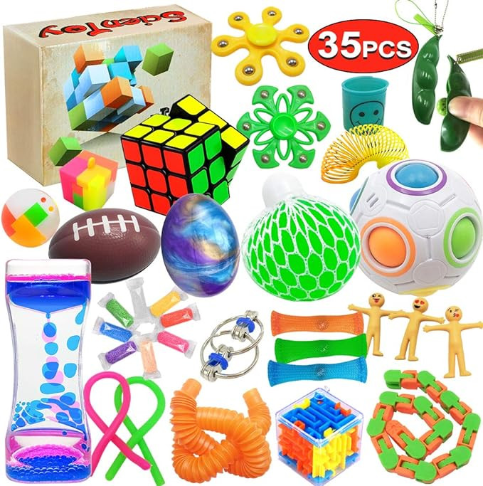 Scientoy Fidget Toy Set, 35 Pcs Sensory Toy for ADD, OCD, Autistic Children, Adults, Anxiety Auti... | Amazon (US)