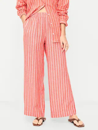 High-Waisted Linen-Blend Wide-Leg Pants | Old Navy (CA)