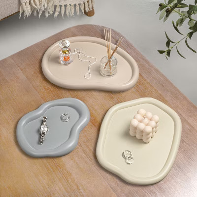 happimess Grace Contemporary Concrete Decorative Cloud Jewelry Trays, Stone/Taupe/Gray (Set of 3) | Target