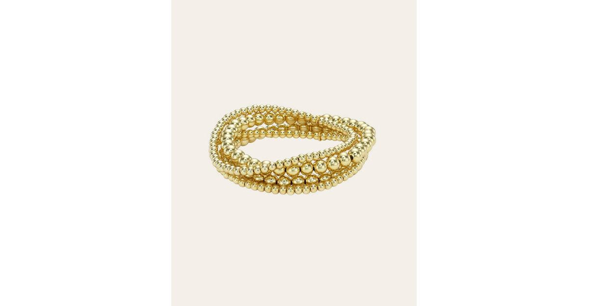 3mm & 5mm Bead Bracelet Stack - Yellow gold vermeil | Macy's