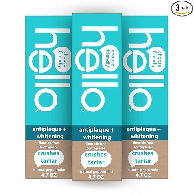 hello Antiplaque and Whitening Fluoride Free Toothpaste, Whitening Toothpaste with Coconut Oil an... | Amazon (US)