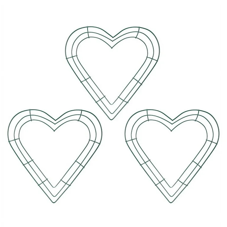3 Pack Heart Metal Wreath 12 Inch Heart-Shaped Wire Wreath Frame for Home Wedding Valentine's Day... | Walmart (US)