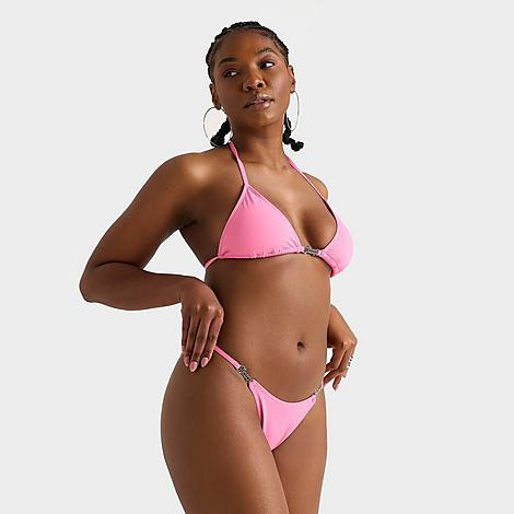 Juicy Couture Women's Terry Jewel Swim Bikini Bottoms in Pink/Hot Hot Size Small | Finish Line (US)