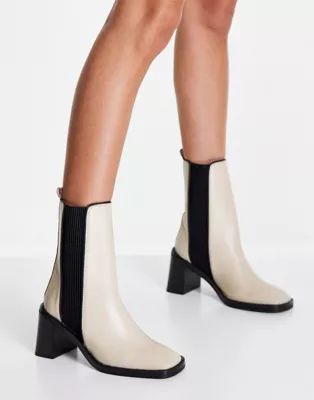 ASOS DESIGN Ratings leather chelsea boots in off white | ASOS (Global)