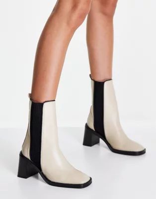 ASOS DESIGN Ratings leather chelsea boots in off white | ASOS (Global)