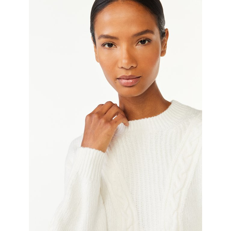 Scoop Women's Textured Cable Knit Sweater | Walmart (US)