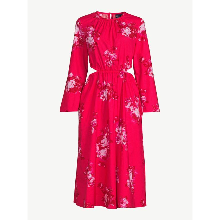 Scoop Women's Side Cut Out Midi Dress with Long Sleeves, Walmart Summer Dress | Walmart (US)