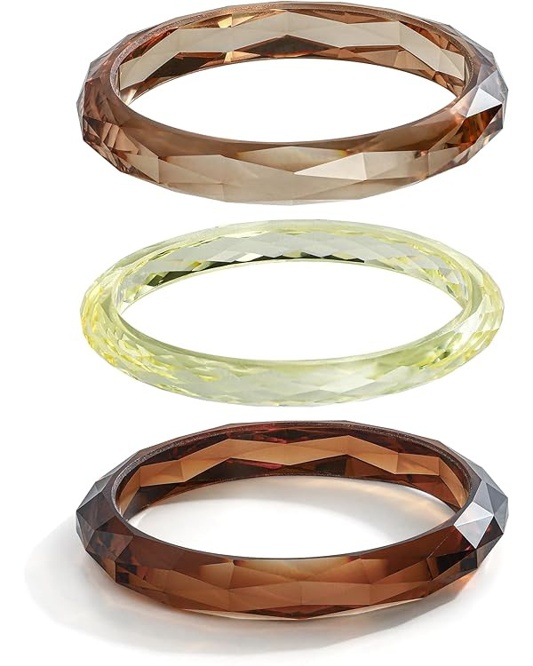 Acrylic Resin Bangles Bracelets for Women Wide Irregular Geometric Wristband Statement Bracelet P... | Amazon (US)