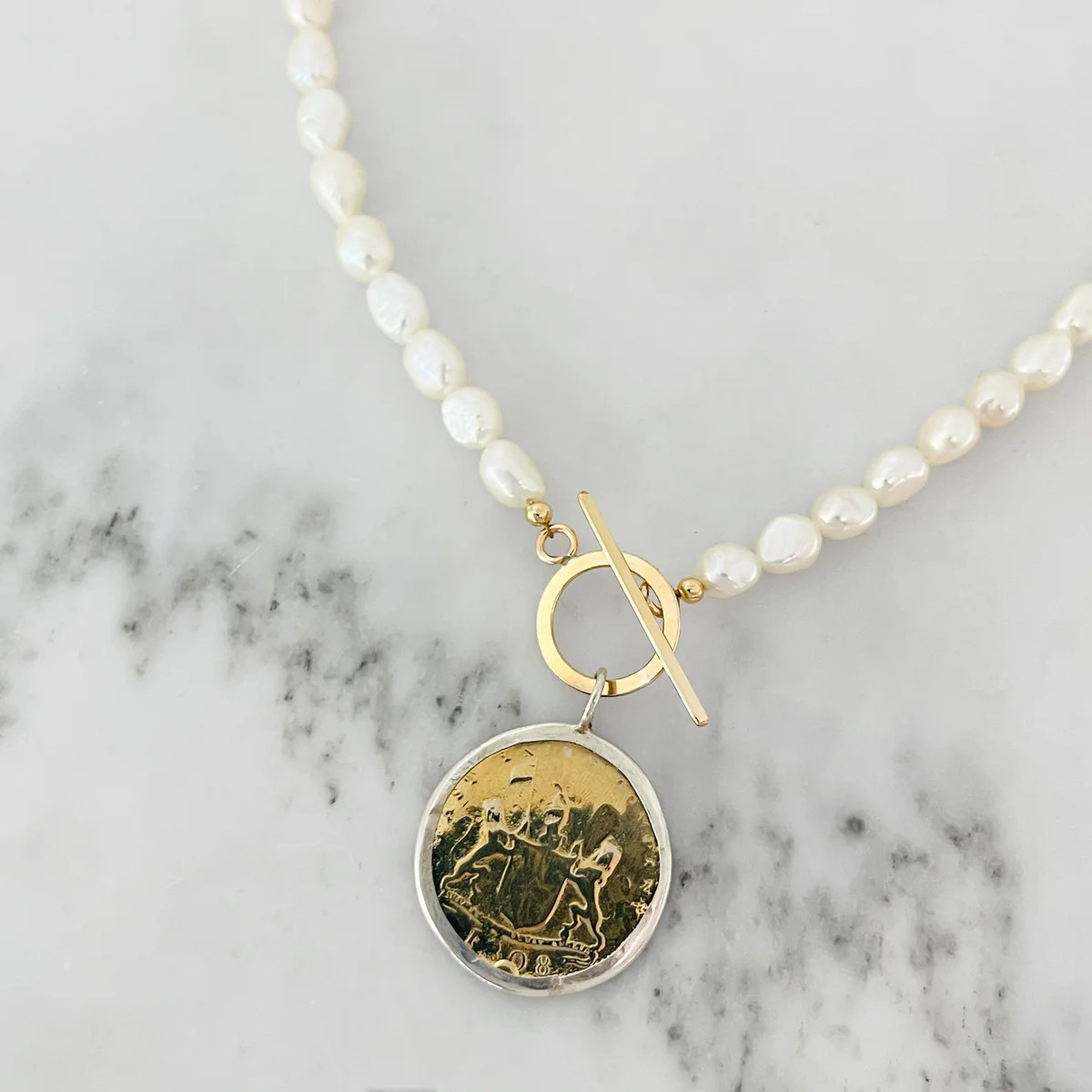 Pearl + Gold Coin Necklace | SHALLA WISTA STUDIO