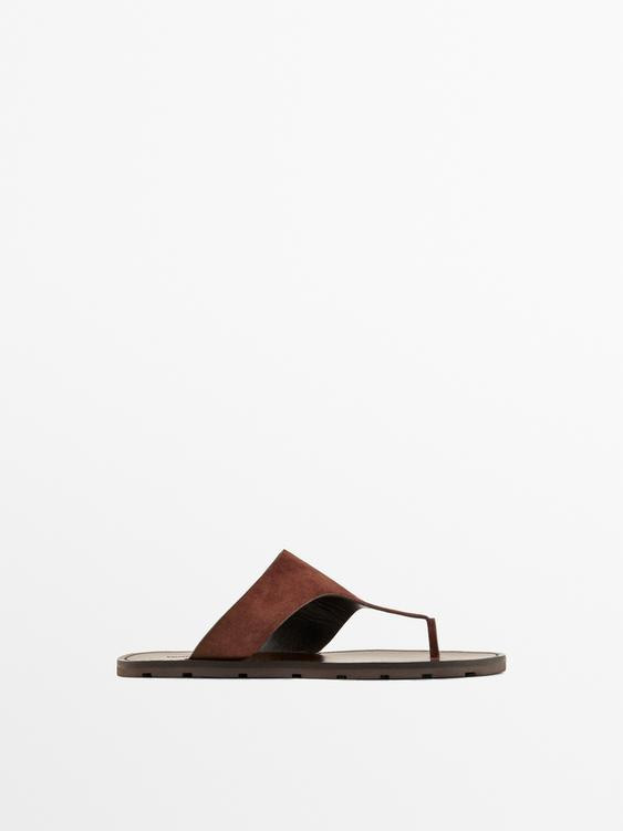 Split leather toe divider sandals | Zara US