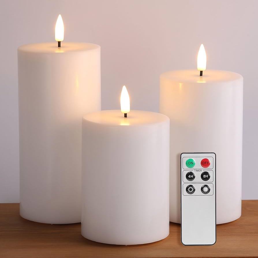 Eywamage White Flameless Pillar Candles with Remote, Flat Top LED Battery Candles Real Wax Flicke... | Amazon (CA)
